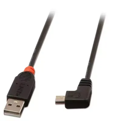 Lindy 1m USB 2.0 Cable - Type A to Mini-B, 90 Degree Right Angle - Thumbnail 2