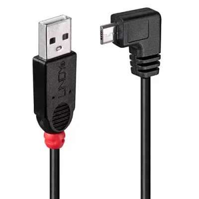 Lindy 2m USB 2.0 Cable - Type A to Micro-B Cable, 90 Degree Right Angle - Thumbnail 2