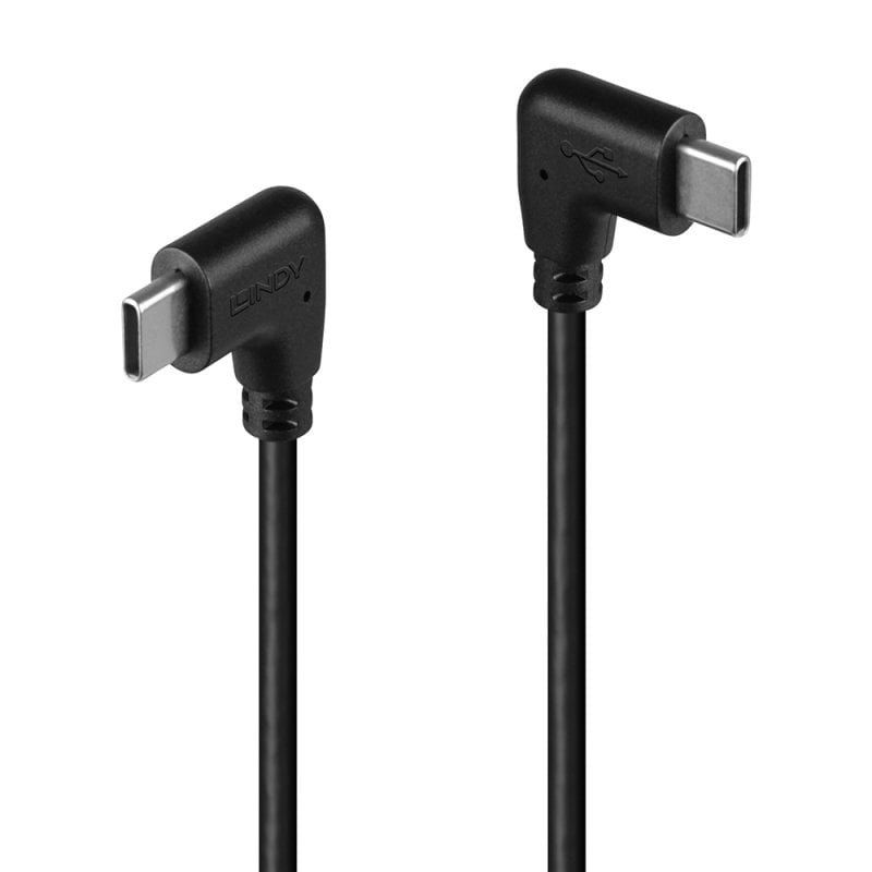 Lindy 1m USB 2.0 Right-Angled USB-C to Right-Angled USB-C Cable - Image 1