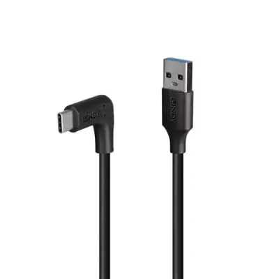 Lindy 0.5m USB 3.2 Type A to C Cable, 90° Right Angle, 10Gbps - Thumbnail 2