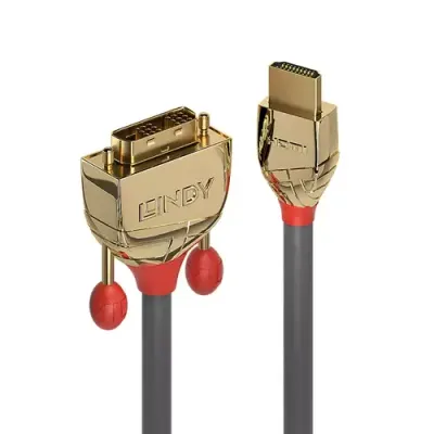 Lindy 5m HDMI to DVI-D Cable, Gold Line - Thumbnail 2