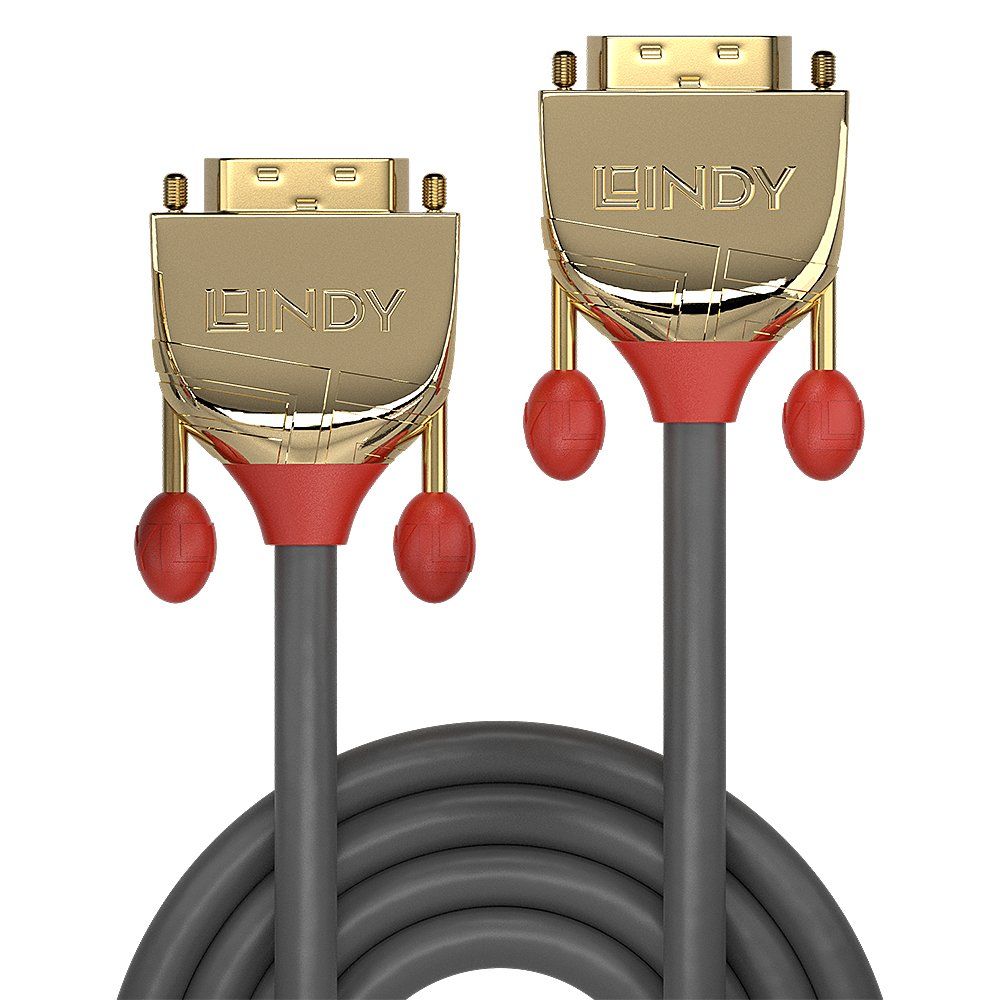 Lindy 20m DVI-D Single Link Cable, Gold Line - Image 1