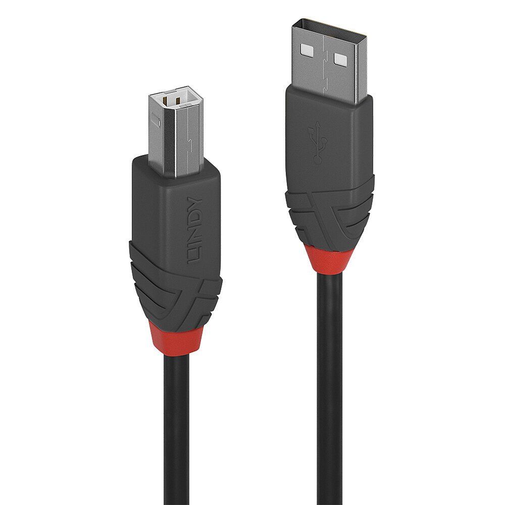 Lindy 3m USB 2.0 Type A to B Cable, Anthra Line - Image 1