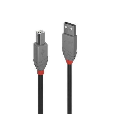 Lindy 7.5m USB 2.0 Type A to B Cable Anthra Line. Cable length: 7.5 m. Connector 1: USB A Connector 2: USB B USB version: USB 2.0 Maximum data transfer rate: 0.48 Gbit/s Connector contacts plating: Nickel Product colour: Black