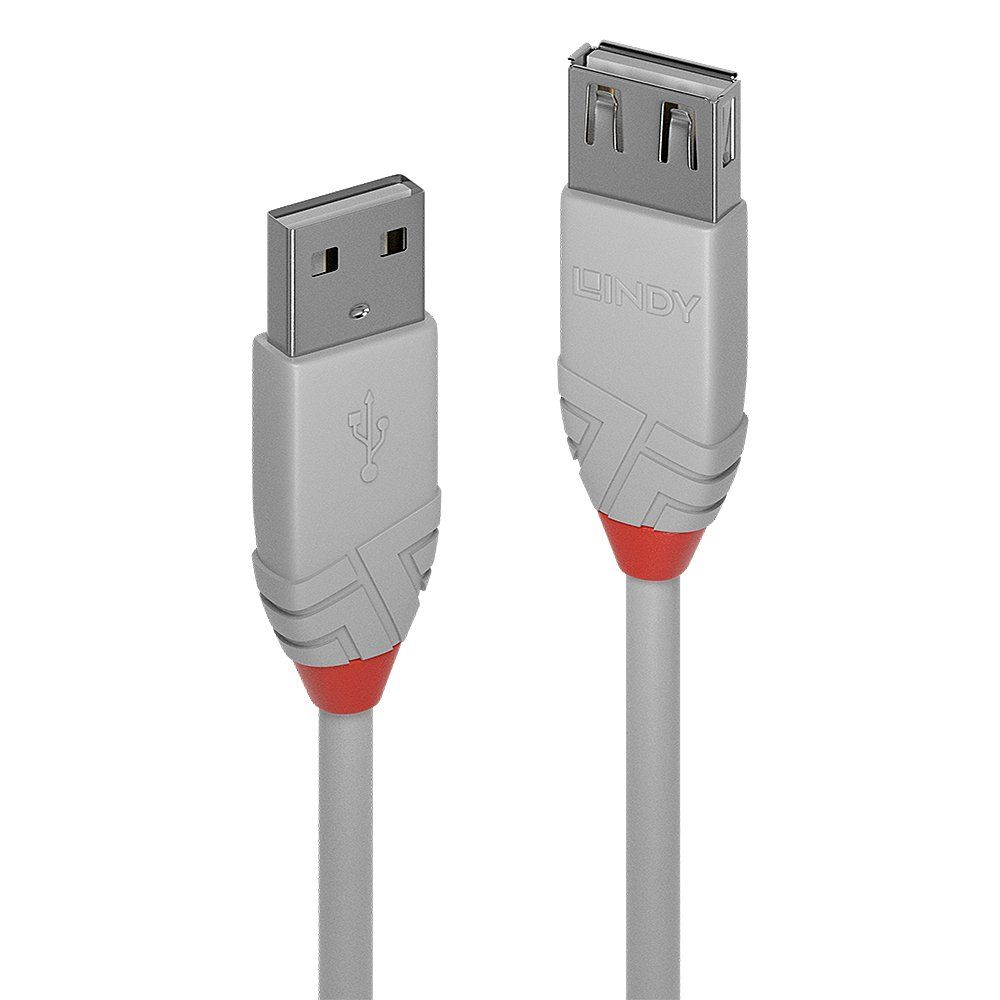 Lindy 2m USB 2.0 Type A Extension Cable, Anthra Line, Grey - Image 1