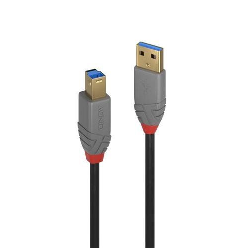 Lindy 1m USB 3.2 Type A to B Cable, 5Gbps, Anthra Line - Image 1