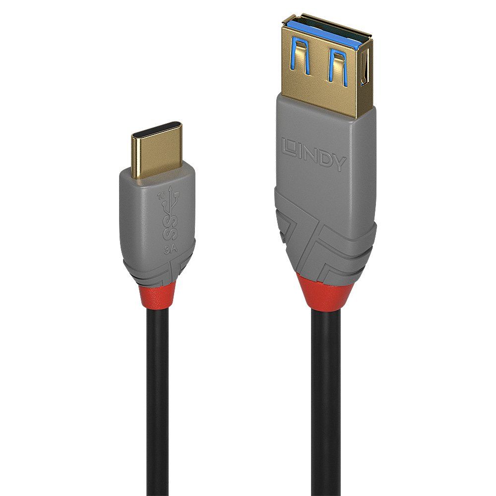 Lindy 0.15m USB 3.2 Type C to A Adapter Cable, 10Gbps, Anthra Line - Image 1