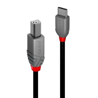 Lindy 2m USB 2.0 Type C to B Cable. Anthra Line