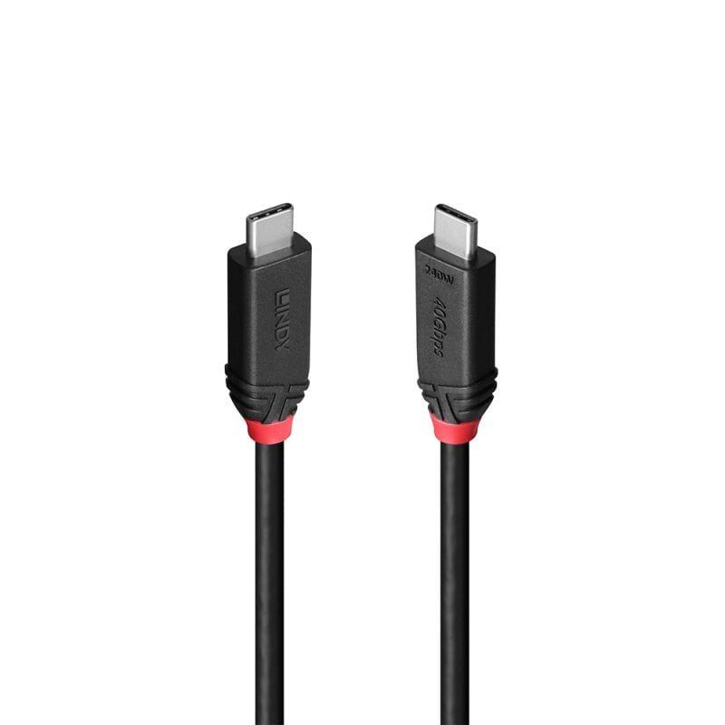 Lindy 1m USB4 240W Type C Cable Black Line - Image 1