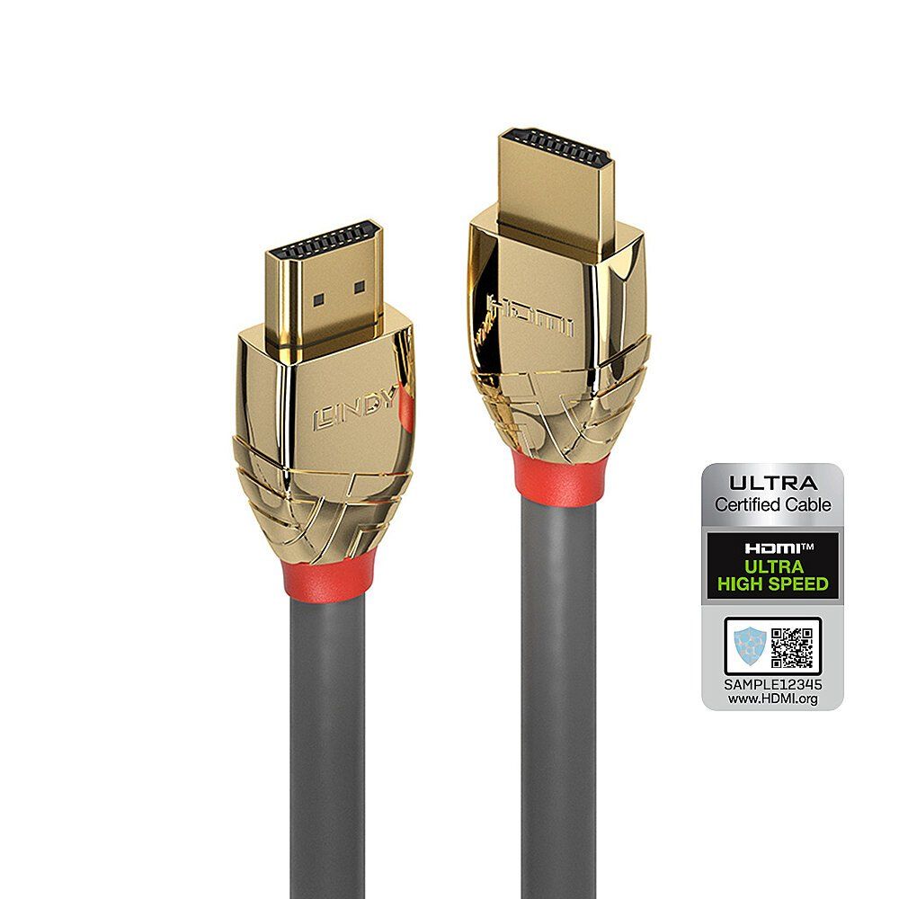 Lindy 3m Ultra High Speed HDMI Cable, Gold Line - Image 1