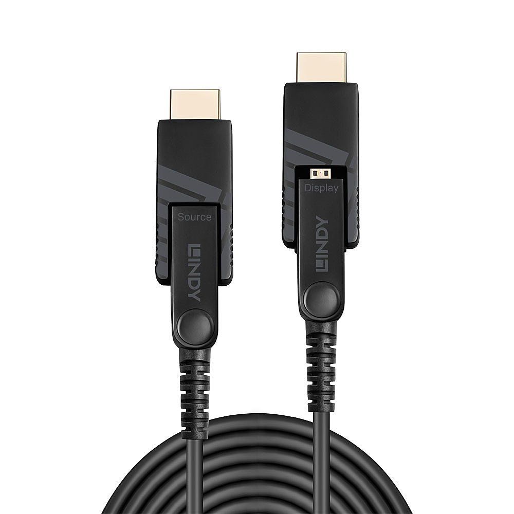 Lindy 10m Fibre Optic Hybrid Micro-HDMI 18G Cable with Detachable HDMI and DVI Connectors - Image 1