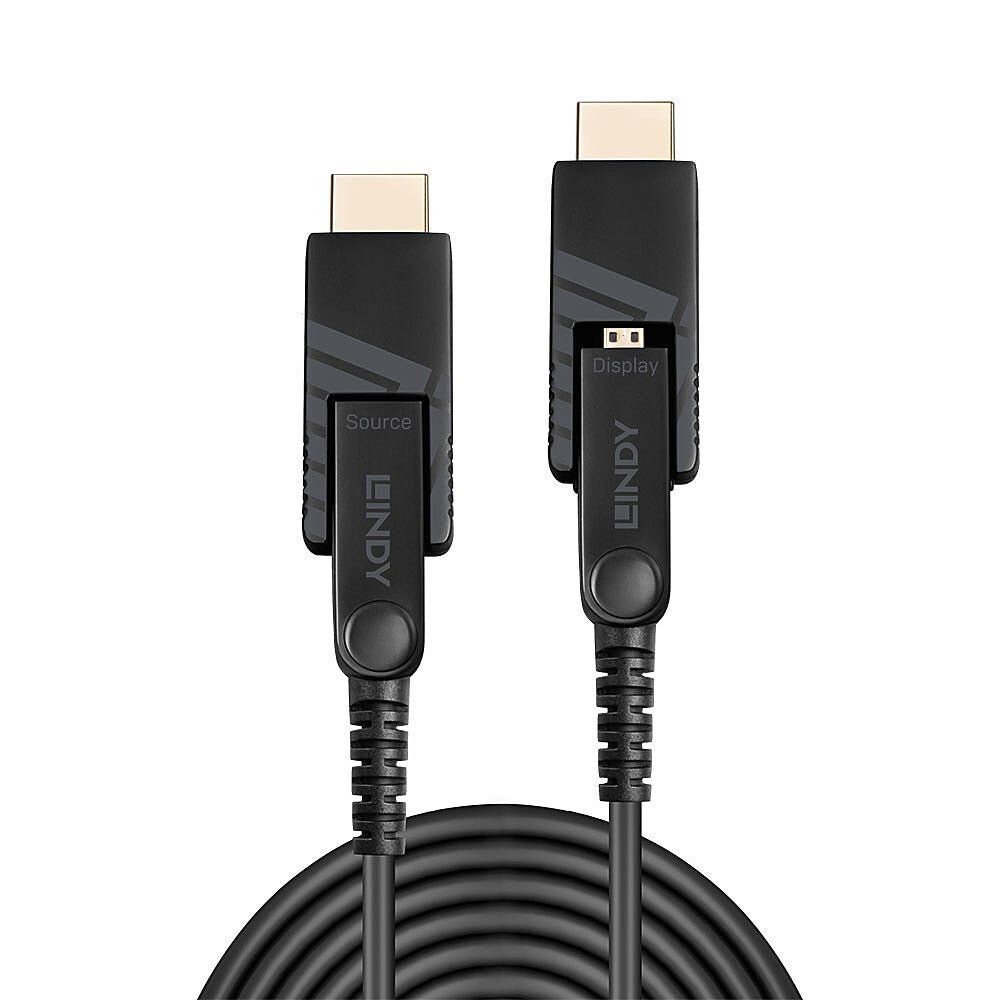 Lindy 20m Fibre Optic Hybrid Micro-HDMI 18G Cable with Detachable HDMI and DVI Connectors - Image 1
