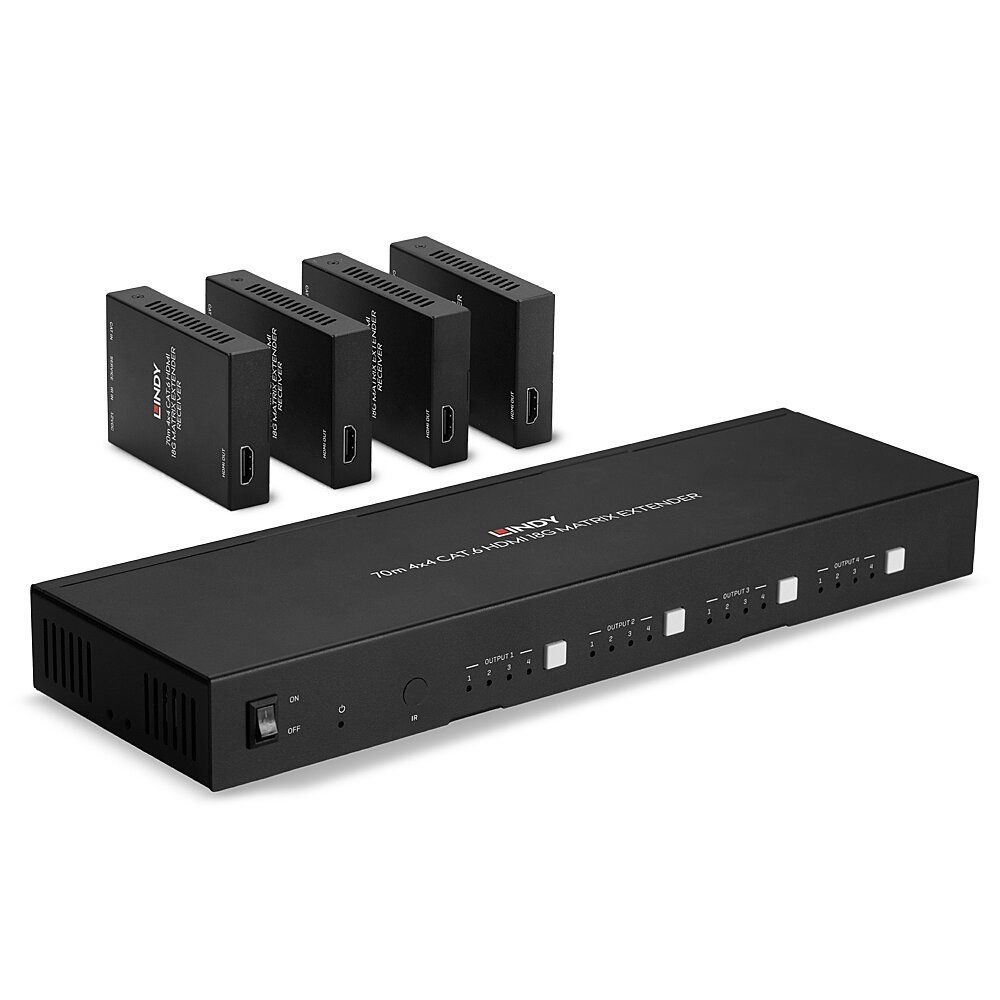 Lindy 70m Cat.6 4x4 HDMI 4K60 Matrix Extender - Image 1