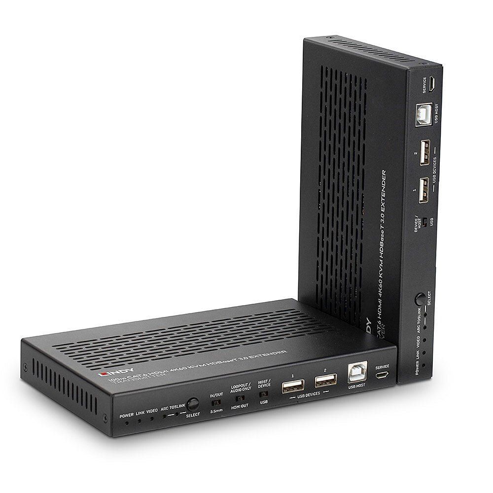 Lindy 100m Cat.6A HDMI 4K60, Audio, IR and RS-232 HDBaseT 3.0 KVM Extender - Image 1