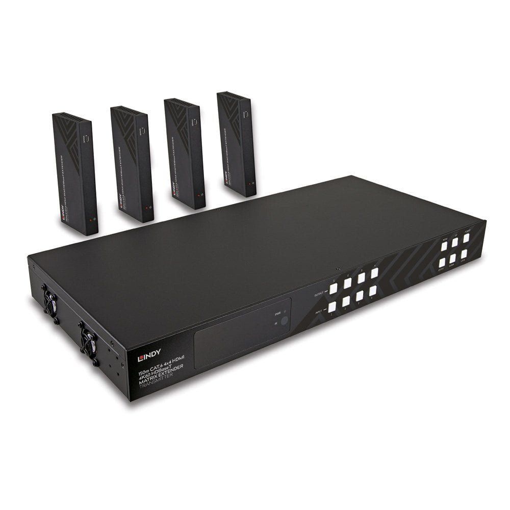 Lindy 150m Cat.6 4x4 HDMI 4K60 HDBaseT Matrix Extender - Image 1