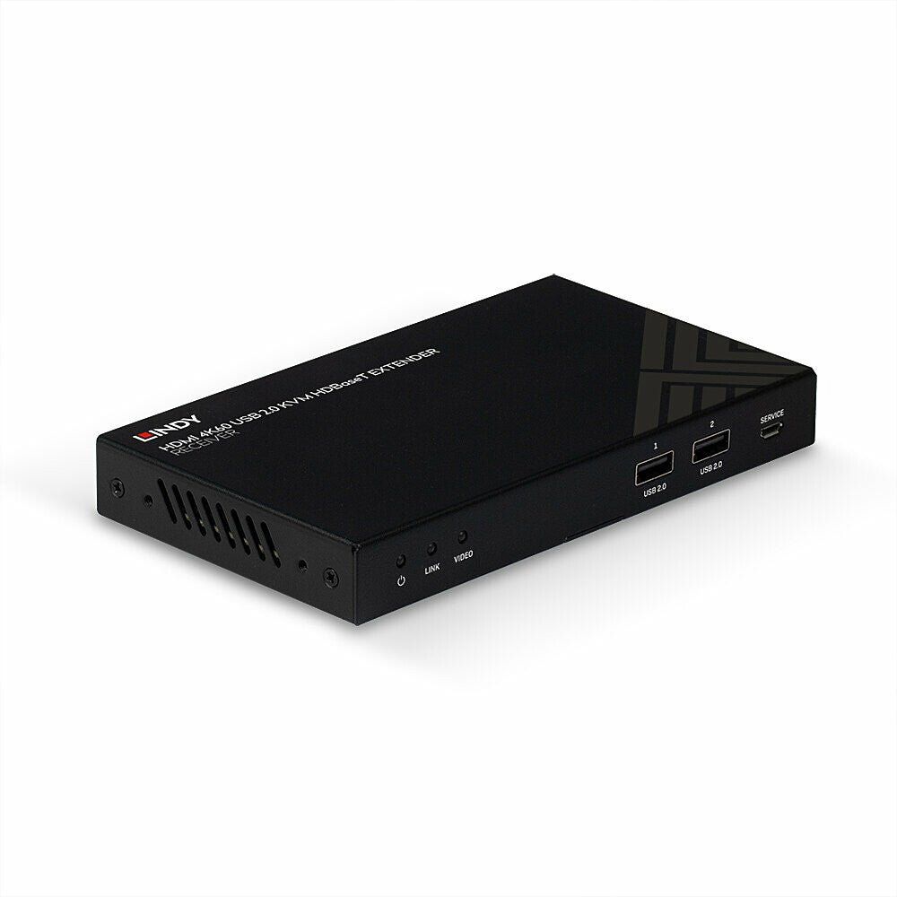 Lindy 150m Cat.6 HDMI 4K60, IR, RS-232 & Audio HDBaseT KVM Extender, Receiver - Image 1