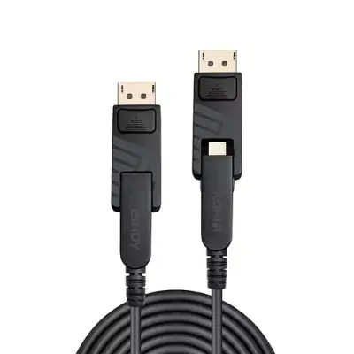 Lindy 50m Fibre Optic Hybrid Mini DisplayPort 1.4 Cable with Detachable DP Connectors - Thumbnail 2