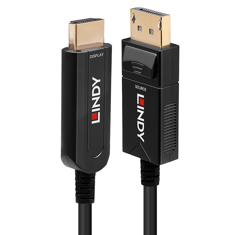 Lindy 20m Fibre Optic Hybrid DisplayPort 1.2 to HDMI 18G Cable - Image 1