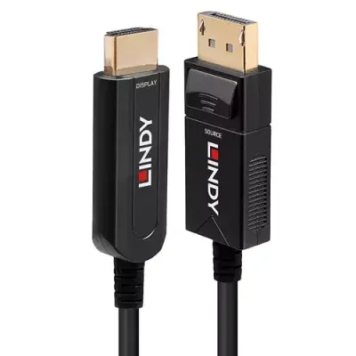 Lindy 20m Fibre Optic Hybrid DisplayPort 1.2 to HDMI 18G Cable - Thumbnail 2