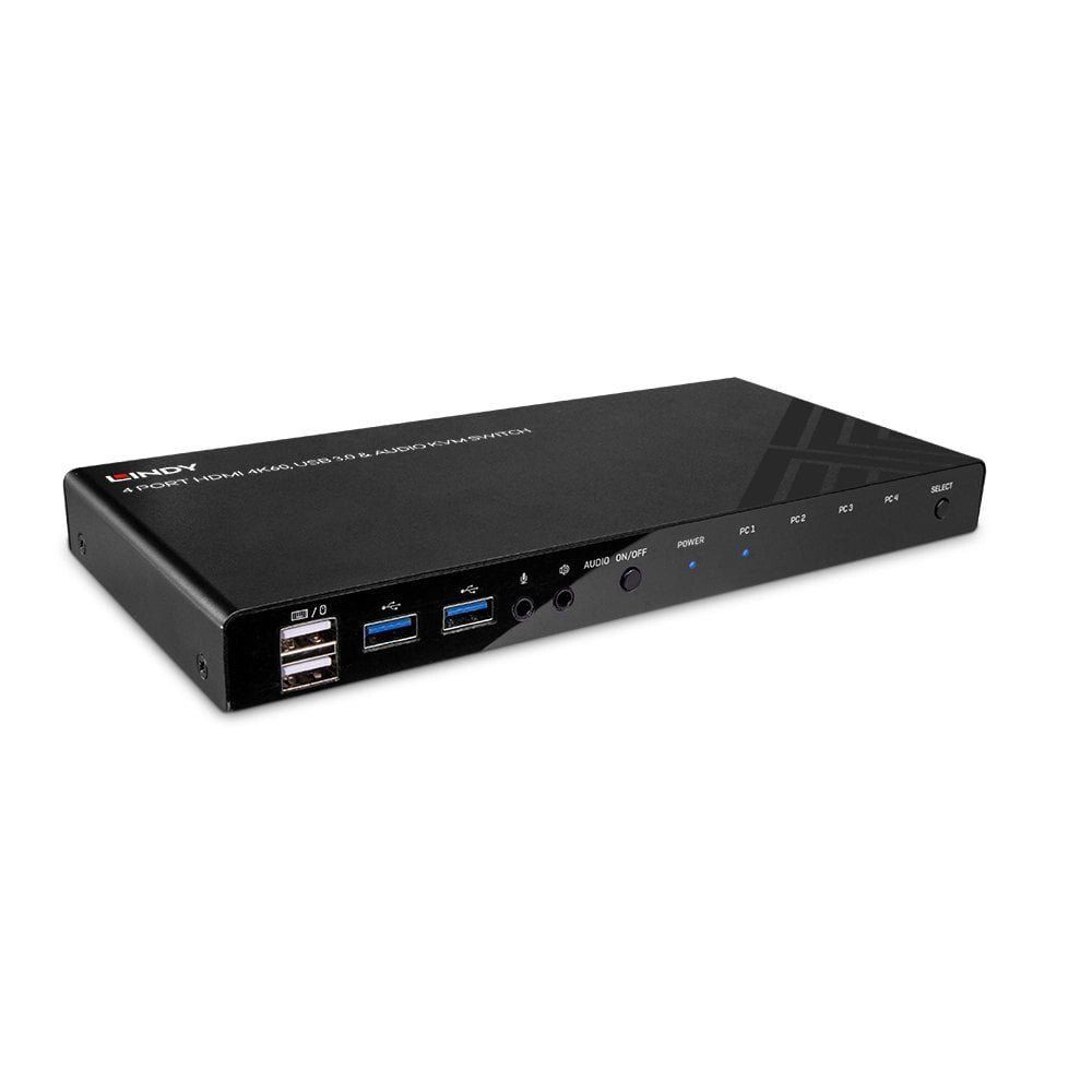 Lindy 4 Port HDMI 4K60. USB 3.0 and Audio KVM Switch - Image 1