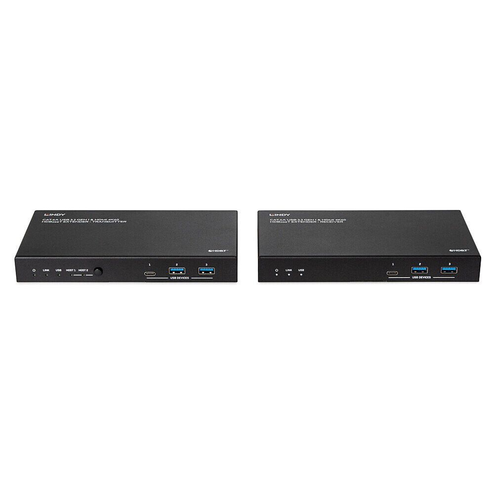 Lindy 100m Cat.6A 2 Host USB 3.2 Gen 1 & HDMI 4K60 HDBaseT Extende - Image 1