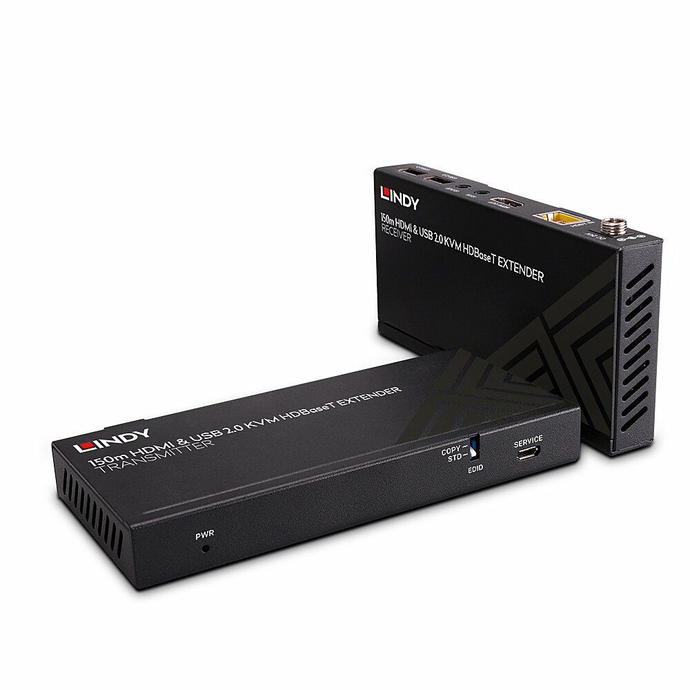 Lindy 150m Cat.6 HDMI 4K60, USB 2.0 & IR HDBaseT KVM Extender - Image 1