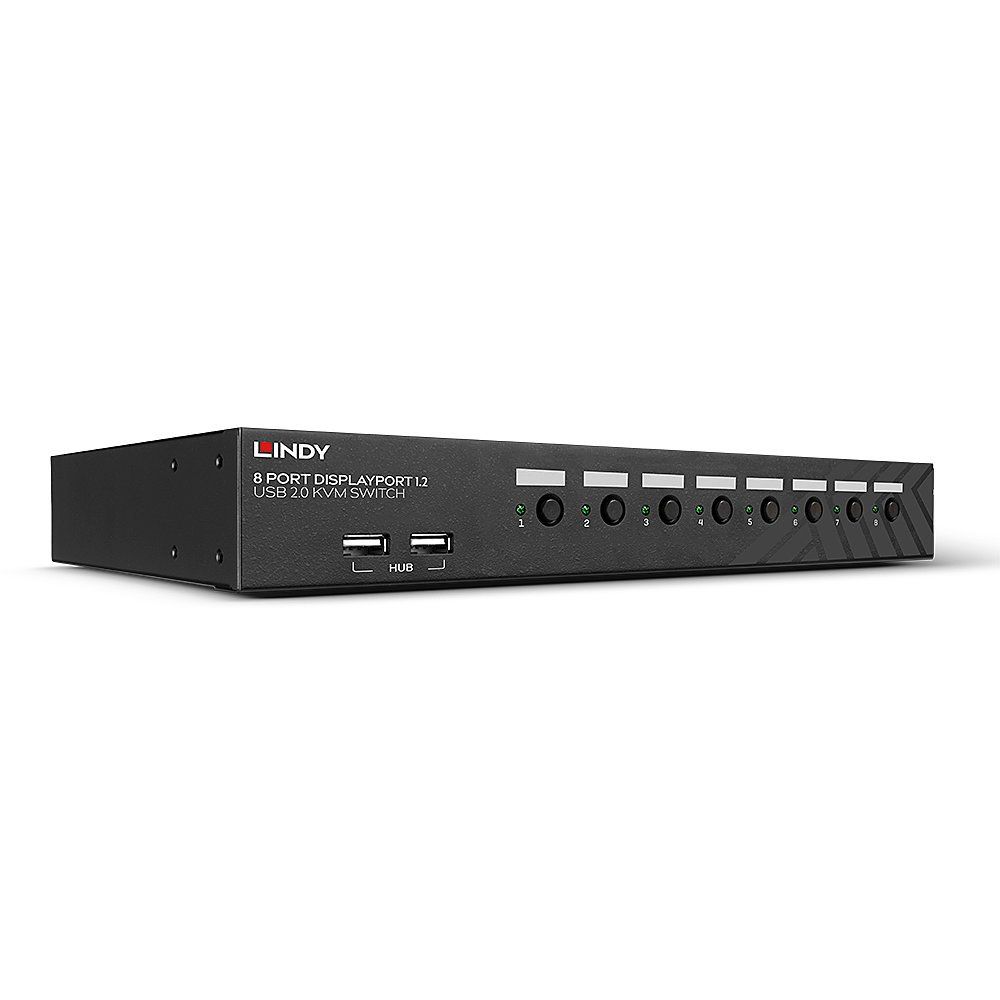 Lindy 8 Port DisplayPort 1.2, USB 2.0 and Audio KVM Switch - Image 1