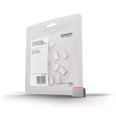 Lindy USB Type C Port Blockers (Without Key) - Pack of 10, Pink - Thumbnail 2