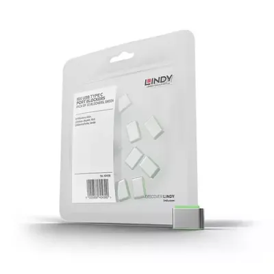 Lindy USB Type C Port Blockers (Without Key) - Pack of 10. Green - Thumbnail 2