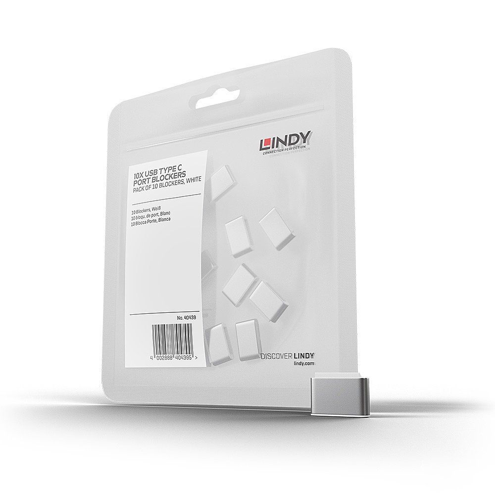 Lindy USB Type C Port Blockers (Without Key) - Pack of 10, White - Image 1
