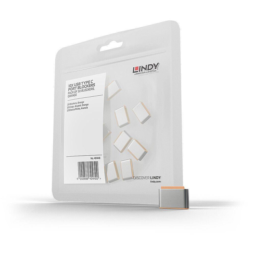 Lindy USB Type C Port Blockers (Without Key) - Pack of 10, Orange - Image 1