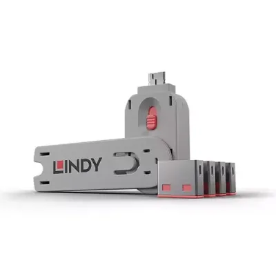 Lindy USB Port Blocker - Pack of 4, Colour Code: Pink - Thumbnail 2