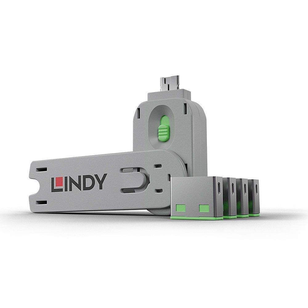 Lindy USB Port Blocker - Pack of 4 Colour Code: Green - Image 1