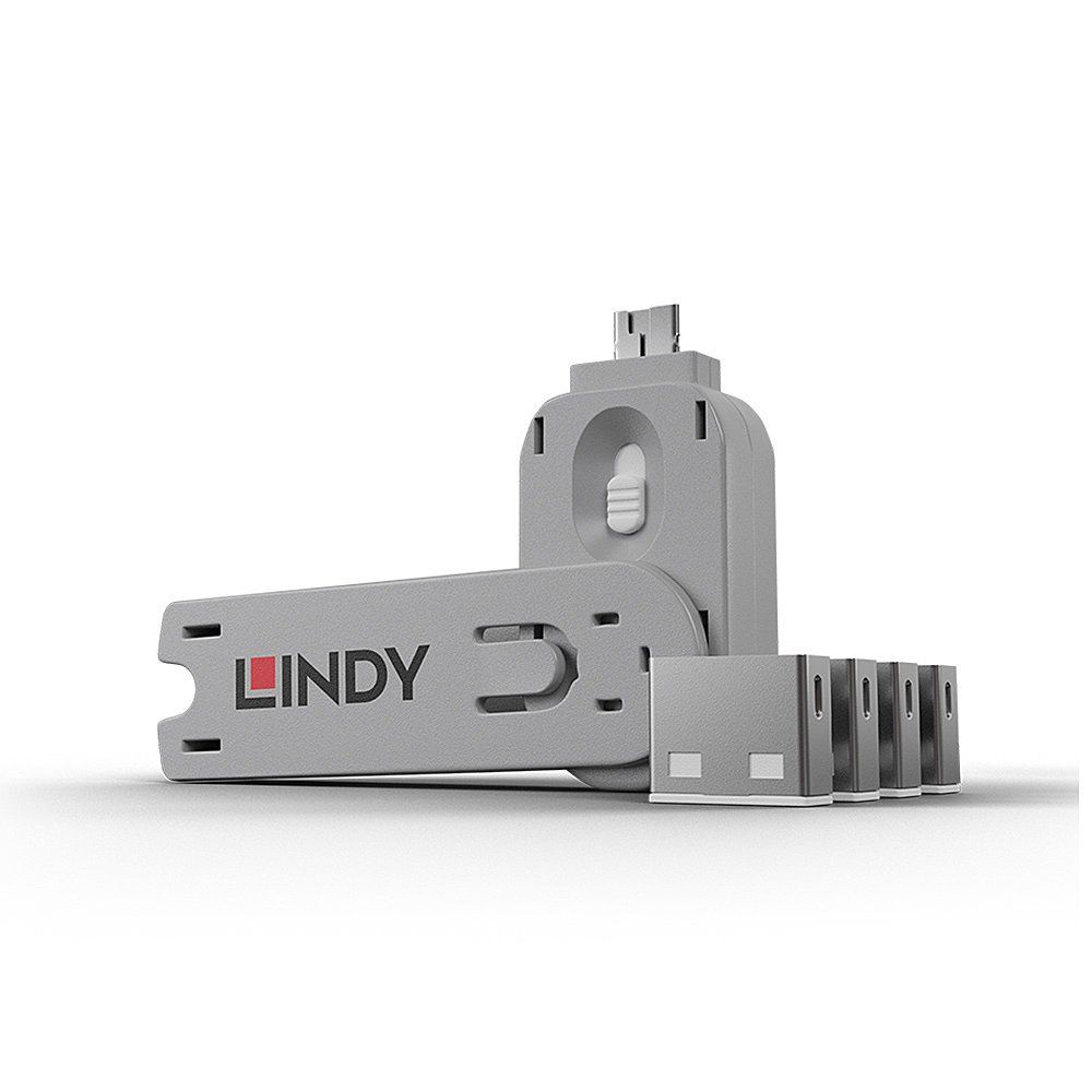 Lindy USB Port Blocker - Pack of 4, Colour Code: White - Image 1