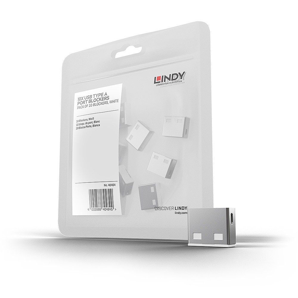 Lindy USB Port Blocker (without key) - Pack of 10, Colour Code: White - Image 1