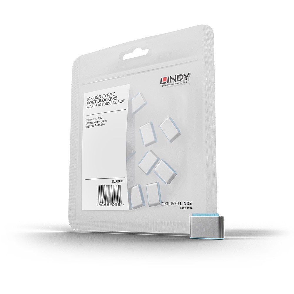 Lindy USB Type C Port Blockers (Without Key) - Pack of 10 Blue - Image 1