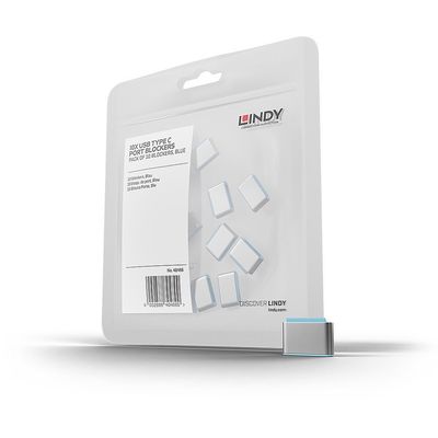 Lindy USB Type C Port Blockers (Without Key) - Pack of 10 Blue