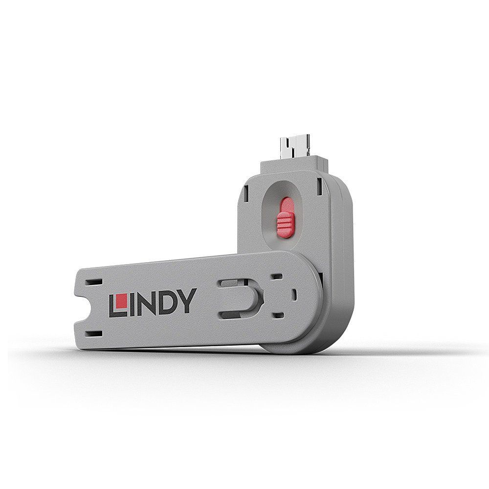Lindy USB Type A Port Blocker Key, Pink - Image 1