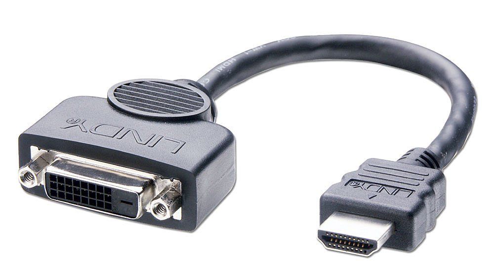 Lindy DVI-D Female to HDMI Male Adapter Cable, 0.2m - Image 1