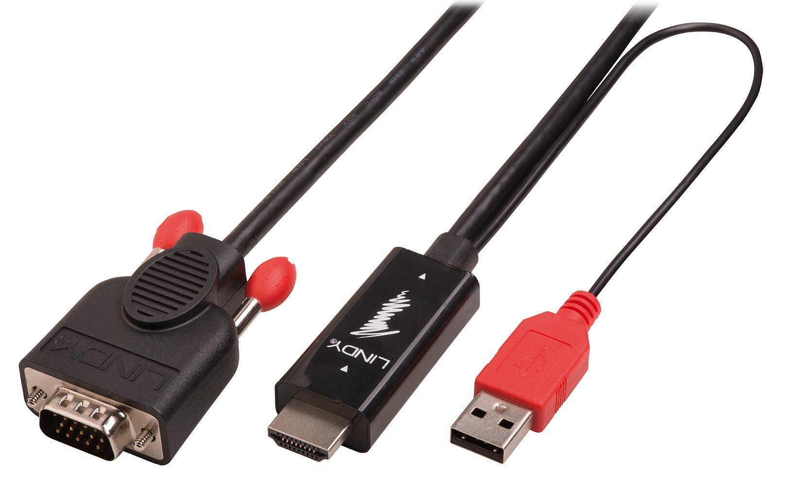 Lindy 2m HDMI to VGA Adapter Cable, Black - Image 1