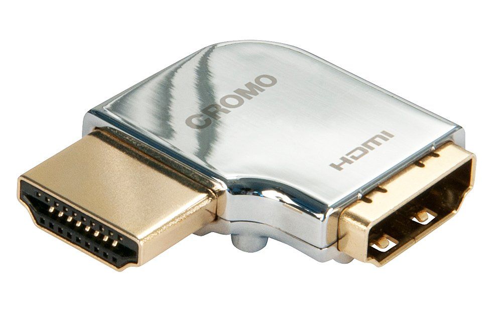 Lindy CROMO HDMI Male to HDMI Female 90 Degree Right Angle Adapter - Left - Image 1