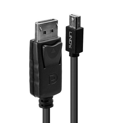 Lindy 2m Mini DisplayPort Male to DisplayPort Male. Black
