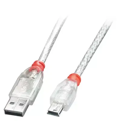 Lindy 3m USB 2.0 Cable - Type A to Mini-B, Transparent - Thumbnail 2