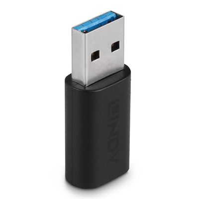 Lindy USB 3.2 Type A to C adapter. Connector 1: USB 3.2 Type A Connector 2: USB 3.2 Type C Connector contacts plating: Nickel/Gold. Product colour: Black