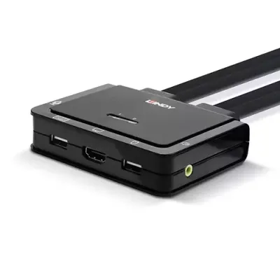 Lindy 2 Port HDMI 4K60 USB 2.0 and Audio Cable KVM Switch