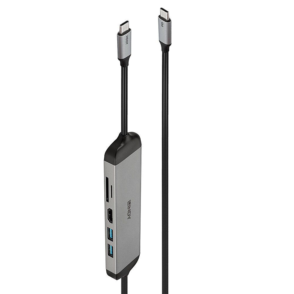 Lindy DST-Micro 140, USB-C Laptop Micro Docking Station with 4K Support and 1.4m 60W Charging Cable - Image 1