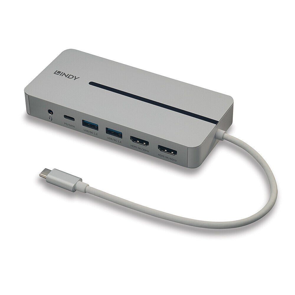 Lindy DST-Mx Duo USB-C Laptop/MacBook Mini Docking Station with Dual Display (4K) and 100W Pass-Through Charging - Image 1