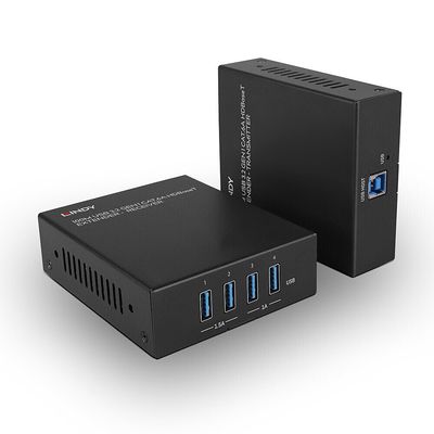Lindy 100m USB 3.2 Gen 1 Cat.6A HDBaseT Extender Transmitter &amp; receiver Wired 100 m Cat6a Black Metal - Thumbnail 2