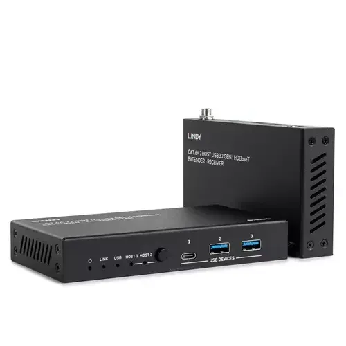 Lindy 100m Cat.6A 2 Host USB 3.2 Gen 1 HDBaseT Extender - Image 1