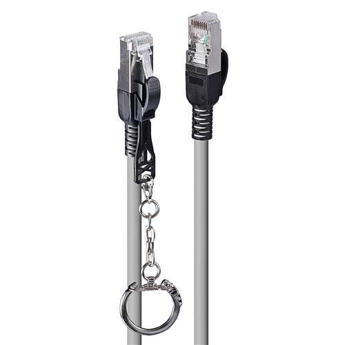 Lindy 15m Cat.6A S/FTP Locking Network Cable. Grey - Image 1